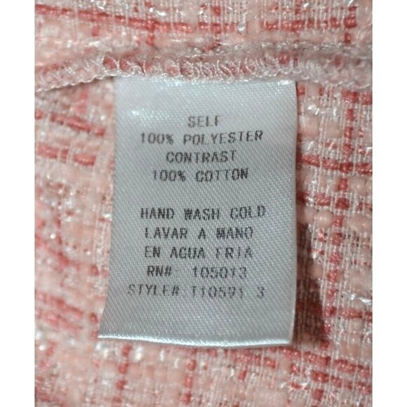 Andree By Unit Ladies Metallic Pink Tweed Shacket Button Front Jacket M Pockets - Picture 12 of 13